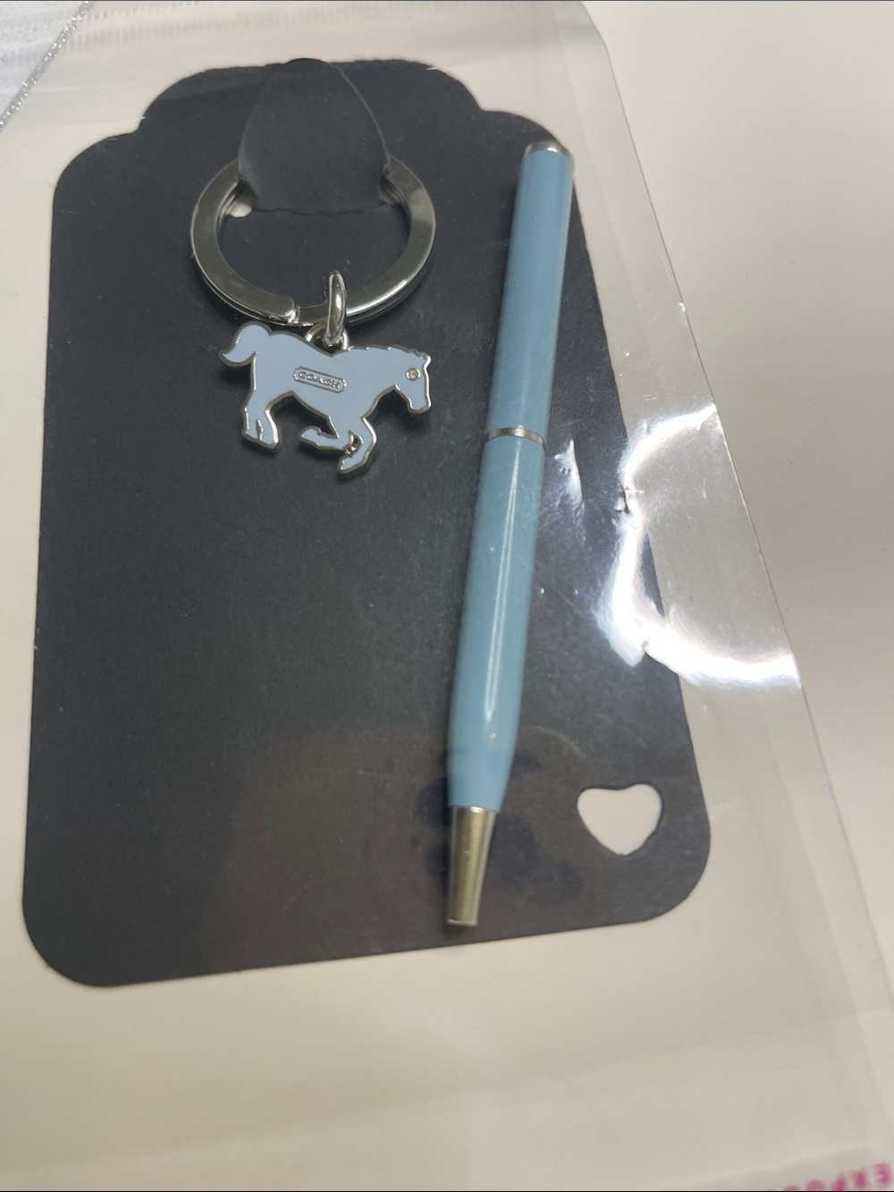 Coach Silver & Light Blue Horse Keychain and Coach Pen - Picture 6 of 6